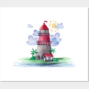 Lighthouse Watercolor Posters and Art